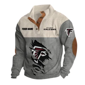 Atlanta Falcons Fans Gift Men's Stand Up Collar Base Shirt, All Over Print Base Shirt For Sport Fan, Custom Name NFL142090625115 - Gray