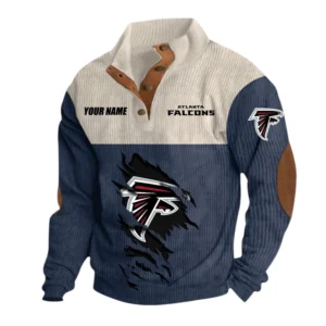 Atlanta Falcons Fans Gift Men's Stand Up Collar Base Shirt, All Over Print Base Shirt For Sport Fan, Custom Name NFL142090625115 - Navy Blue