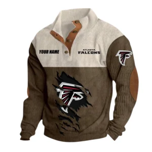 Atlanta Falcons Fans Gift Men's Stand Up Collar Base Shirt, All Over Print Base Shirt For Sport Fan, Custom Name NFL142090625115 - Brown