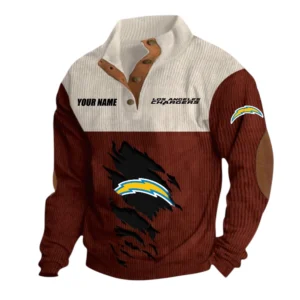 Los Angeles Chargers Fans Gift Men's Stand Up Collar Base Shirt, All Over Print Base Shirt For Sport Fan, Custom Name NFL142090625117 - Dark Red