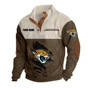 Jacksonville Jaguars Fans Gift Men's Stand Up Collar Base Shirt, All Over Print Base Shirt For Sport Fan, Custom Name NFL142090625119 - Brown
