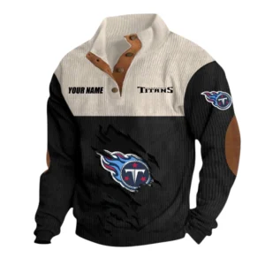 Tennessee Titans Fans Gift Men's Stand Up Collar Base Shirt, All Over Print Base Shirt For Sport Fan, Custom Name NFL142090625120 - Black