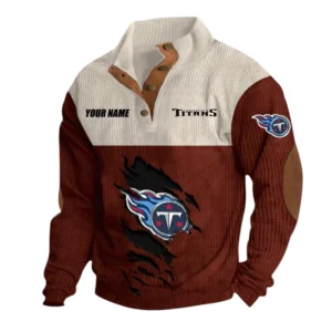 Tennessee Titans Fans Gift Men's Stand Up Collar Base Shirt, All Over Print Base Shirt For Sport Fan, Custom Name NFL142090625120 - Dark Red