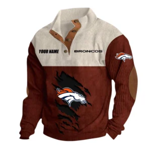 Denver Broncos Fans Gift Men's Stand Up Collar Base Shirt, All Over Print Base Shirt For Sport Fan, Custom Name NFL142090625123 - Dark Red
