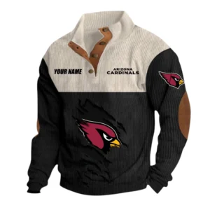 Arizona Cardinals Fans Gift Men's Stand Up Collar Base Shirt, All Over Print Base Shirt For Sport Fan, Custom Name NFL142090625124 - Black