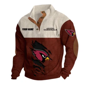 Arizona Cardinals Fans Gift Men's Stand Up Collar Base Shirt, All Over Print Base Shirt For Sport Fan, Custom Name NFL142090625124 - Dark Red