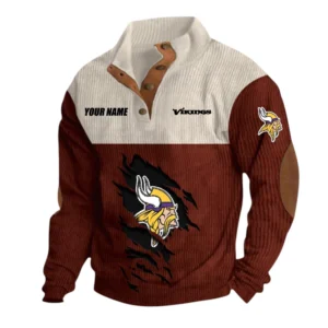 Minnesota Vikings Fans Gift Men's Stand Up Collar Base Shirt, All Over Print Base Shirt For Sport Fan, Custom Name NFL142090625129 - Dark Red