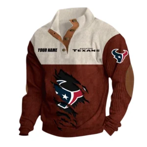 Houston Texans Fans Gift Men's Stand Up Collar Base Shirt, All Over Print Base Shirt For Sport Fan, Custom Name NFL142090625131 - Dark Red
