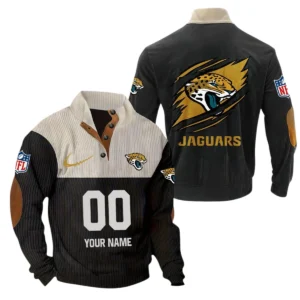 Jacksonville Jaguars Fans Gift Men's Stand Up Collar Base Shirt, All Over Print Base Shirt For Sport Fan, Custom Name NFL143090625108 - Black