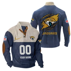 Jacksonville Jaguars Fans Gift Men's Stand Up Collar Base Shirt, All Over Print Base Shirt For Sport Fan, Custom Name NFL143090625108 - Navy Blue