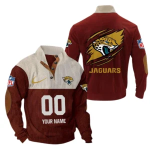 Jacksonville Jaguars Fans Gift Men's Stand Up Collar Base Shirt, All Over Print Base Shirt For Sport Fan, Custom Name NFL143090625108 - Dark Red