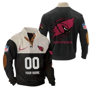 Arizona Cardinals Fans Gift Men's Stand Up Collar Base Shirt, All Over Print Base Shirt For Sport Fan, Custom Name NFL143090625109 - Black