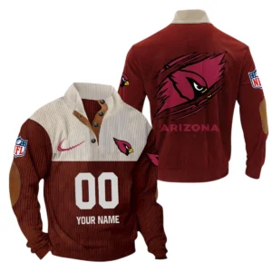 Arizona Cardinals Fans Gift Men's Stand Up Collar Base Shirt, All Over Print Base Shirt For Sport Fan, Custom Name NFL143090625109 - Dark Red