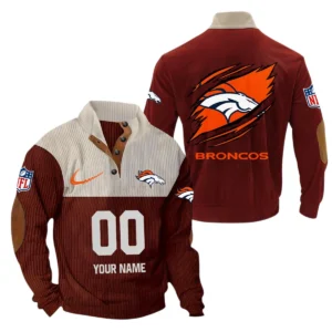 Denver Broncos Fans Gift Men's Stand Up Collar Base Shirt, All Over Print Base Shirt For Sport Fan, Custom Name NFL143090625111 - Dark Red
