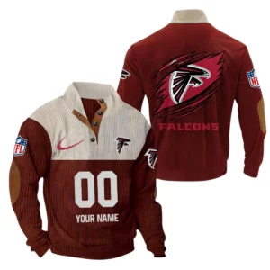 Atlanta Falcons Fans Gift Men's Stand Up Collar Base Shirt, All Over Print Base Shirt For Sport Fan, Custom Name NFL143090625116 - Dark Red