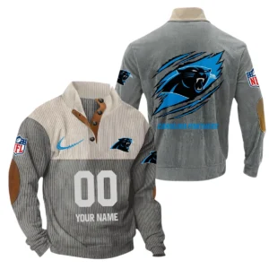 Carolina Panthers Fans Gift Men's Stand Up Collar Base Shirt, All Over Print Base Shirt For Sport Fan, Custom Name NFL143090625119 - Gray