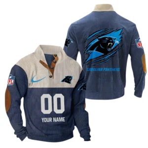Carolina Panthers Fans Gift Men's Stand Up Collar Base Shirt, All Over Print Base Shirt For Sport Fan, Custom Name NFL143090625119 - Navy Blue