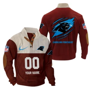 Carolina Panthers Fans Gift Men's Stand Up Collar Base Shirt, All Over Print Base Shirt For Sport Fan, Custom Name NFL143090625119 - Dark Red