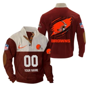 Cleveland Browns Fans Gift Men's Stand Up Collar Base Shirt, All Over Print Base Shirt For Sport Fan, Custom Name NFL143090625124 - Dark Red