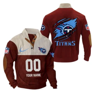 Tennessee Titans Fans Gift Men's Stand Up Collar Base Shirt, All Over Print Base Shirt For Sport Fan, Custom Name NFL143090625126 - Dark Red