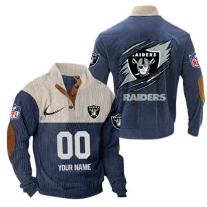 Las Vegas Raiders Fans Gift Men's Stand Up Collar Base Shirt, All Over Print Base Shirt For Sport Fan, Custom Name NFL143090625129 - Navy Blue