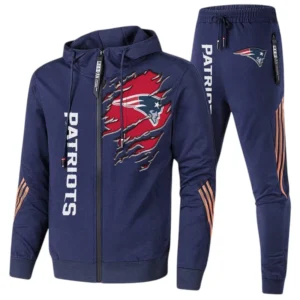 New England Patriots Fans Gift Tracksuit, All Over Print Tracksuit For Sport Fan NFL144090825102 - Navy Blue