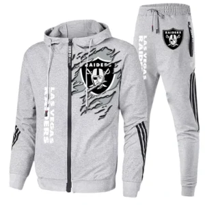 Las Vegas Raiders Fans Gift Tracksuit, All Over Print Tracksuit For Sport Fan NFL144090825104 - Ash
