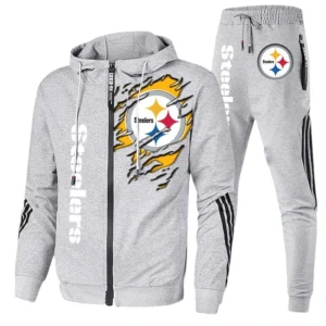 Pittsburgh Steelers Fans Gift Tracksuit, All Over Print Tracksuit For Sport Fan NFL144090825105 - Ash