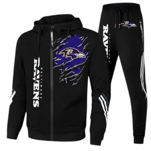 Baltimore Ravens Fans Gift Tracksuit, All Over Print Tracksuit For Sport Fan NFL144090825106 - Black