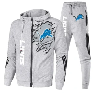 Detroit Lions Fans Gift Tracksuit, All Over Print Tracksuit For Sport Fan NFL144090825107 - Ash