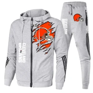 Cleveland Browns Fans Gift Tracksuit, All Over Print Tracksuit For Sport Fan NFL144090825110 - Ash