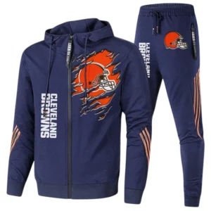 Cleveland Browns Fans Gift Tracksuit, All Over Print Tracksuit For Sport Fan NFL144090825110 - Navy Blue