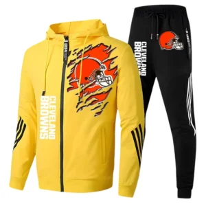 Cleveland Browns Fans Gift Tracksuit, All Over Print Tracksuit For Sport Fan NFL144090825110 - Yellow