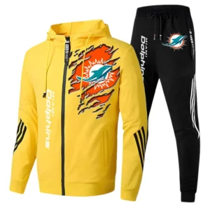 Miami Dolphins Fans Gift Tracksuit, All Over Print Tracksuit For Sport Fan NFL144090825111 - Yellow