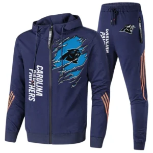 Carolina Panthers Fans Gift Tracksuit, All Over Print Tracksuit For Sport Fan NFL144090825121 - Navy Blue