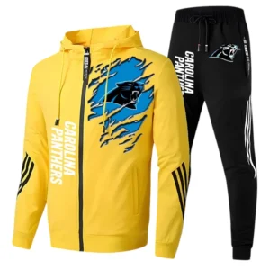 Carolina Panthers Fans Gift Tracksuit, All Over Print Tracksuit For Sport Fan NFL144090825121 - Yellow