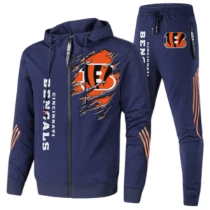Cincinnati Bengals Fans Gift Tracksuit, All Over Print Tracksuit For Sport Fan NFL144090825128 - Navy Blue