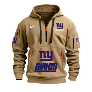 New York Giants Fans Gift Hoodie Half Zipper, All Over Print Hoodie Half Zipper For Sport Fan,Custom Name NFL148090825102 - Khaki