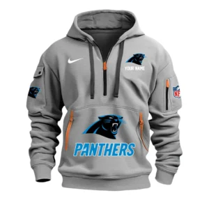 New England Patriots Fans Gift Hoodie Half Zipper, All Over Print Hoodie Half Zipper For Sport Fan,Custom Name NFL148090825103 - Grey