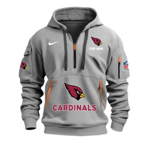 Arizona Cardinals Fans Gift Hoodie Half Zipper, All Over Print Hoodie Half Zipper For Sport Fan,Custom Name NFL148090825108 - Grey