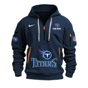 Tennessee Titans Fans Gift Hoodie Half Zipper, All Over Print Hoodie Half Zipper For Sport Fan,Custom Name NFL148090825109 - Navy Blue