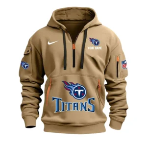 Tennessee Titans Fans Gift Hoodie Half Zipper, All Over Print Hoodie Half Zipper For Sport Fan,Custom Name NFL148090825109 - Khaki