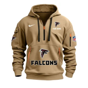 Atlanta Falcons Fans Gift Hoodie Half Zipper, All Over Print Hoodie Half Zipper For Sport Fan,Custom Name NFL148090825110 - Khaki