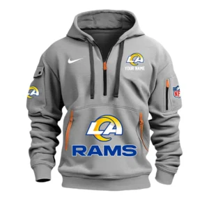 Los Angeles Rams Fans Gift Hoodie Half Zipper, All Over Print Hoodie Half Zipper For Sport Fan,Custom Name NFL148090825118 - Grey