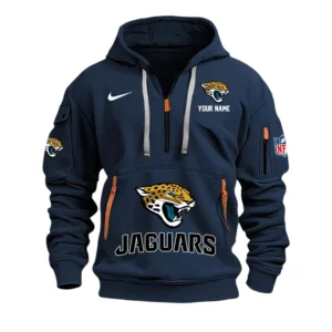 Jacksonville Jaguars Fans Gift Hoodie Half Zipper, All Over Print Hoodie Half Zipper For Sport Fan,Custom Name NFL148090825119 - Navy Blue