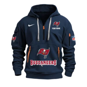 Tampa Bay Buccaneers Fans Gift Hoodie Half Zipper, All Over Print Hoodie Half Zipper For Sport Fan,Custom Name NFL148090825121 - Navy Blue
