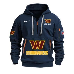 Washington Commanders Fans Gift Hoodie Half Zipper, All Over Print Hoodie Half Zipper For Sport Fan,Custom Name NFL148090825125 - Navy Blue