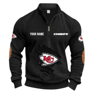 Kansas City Chiefs Fans Gift Half Zipper Corduroy Sweatshirt, All Over Print Sweatshirt For Sport Fan NFL150090825102 - Black