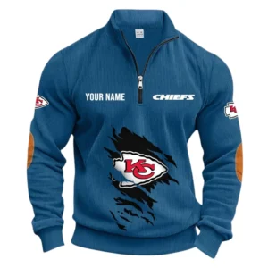 Kansas City Chiefs Fans Gift Half Zipper Corduroy Sweatshirt, All Over Print Sweatshirt For Sport Fan NFL150090825102 - Denim Blue