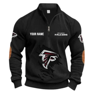 Atlanta Falcons Fans Gift Half Zipper Corduroy Sweatshirt, All Over Print Sweatshirt For Sport Fan NFL150090825103 - Black